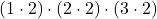 (1 \cdot 2) \cdot (2 \cdot 2) \cdot (3 \cdot 2)