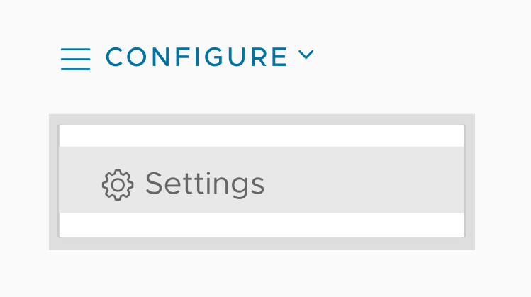 Configure settings menu