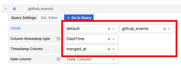 Configured query settings