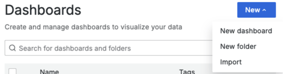 Importing a dashboard - step 1