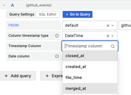 Selecting a timestamp field
