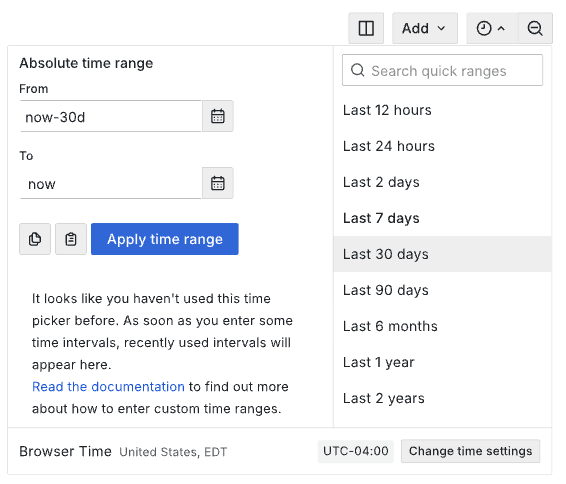 Changing the date range of the query